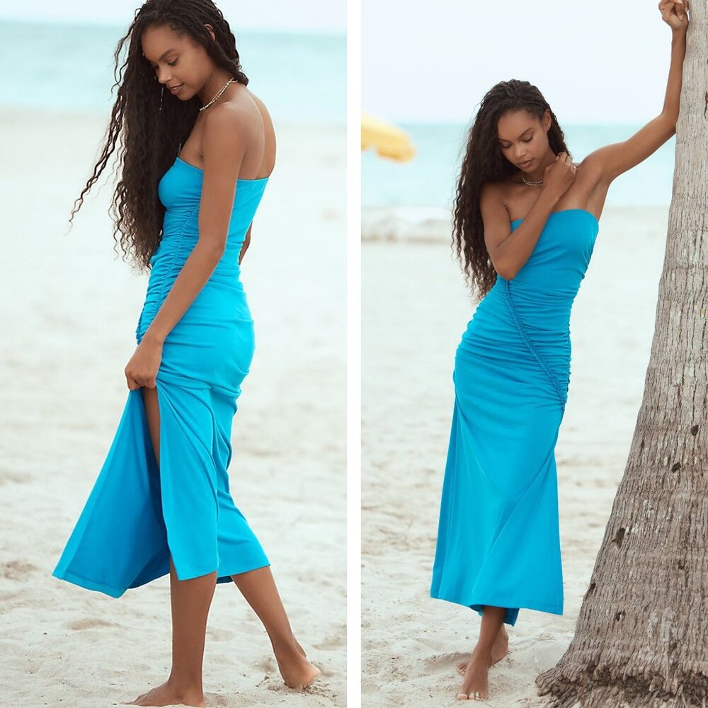 Anthropologie "Gabbie" Ruched Midi Dress - XXS